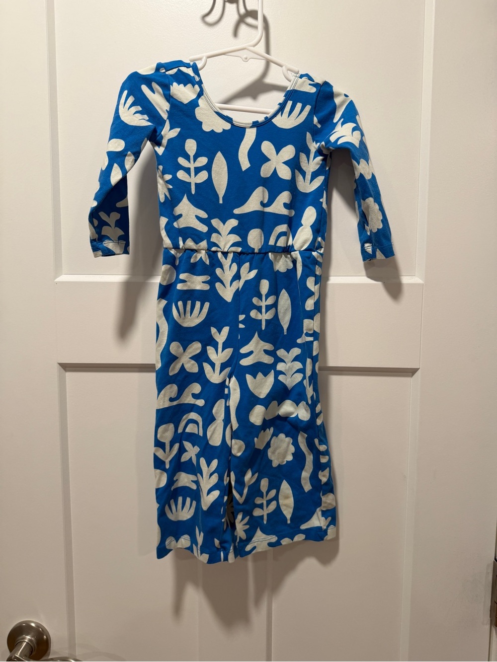 Alice + Ames Girls Blue and White Floral Print Jumpsuit